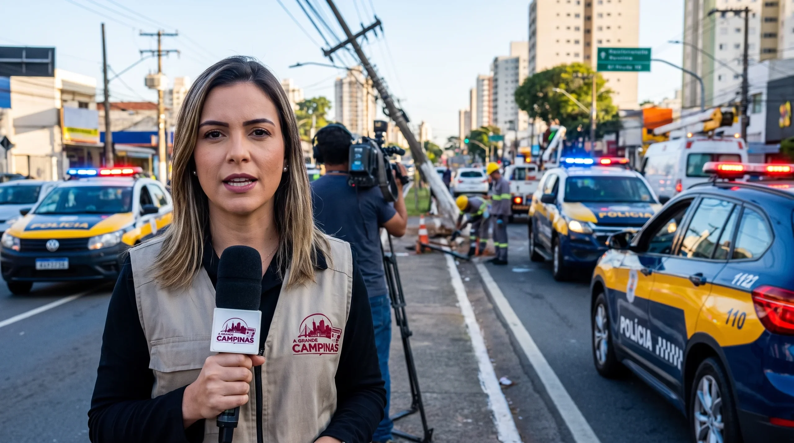 Notícia: carro bate em poste